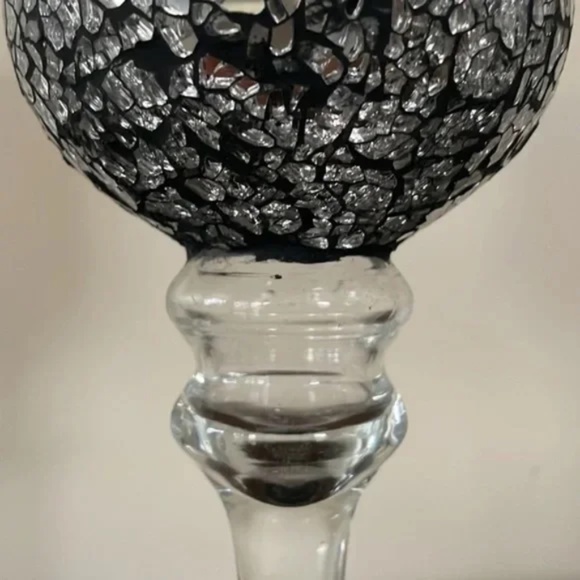 Tempered Glass Goblet Stemware Chrome/Silver 11.75 in - Picture 5 of 5